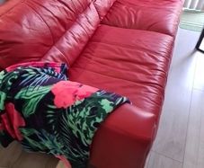 leather sofa, burgundy red