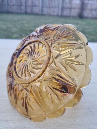 Art deco amber glass basket