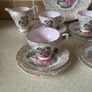 1930's Delphine Bone China 15 Puece Teaset with pale pink inside Image 2