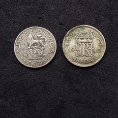 United Kingdom : (2) Silver Sixpence Coins , " 1922 and 1945 "