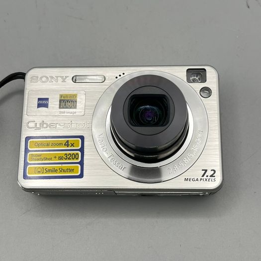 Sony DSC-W120 7.2MP Digital Camera Silver + Battery + SD