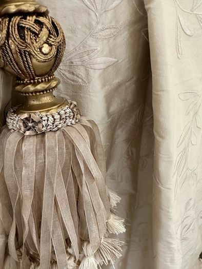 Beautiful Silk Interlined Embossed Curtains Pale Gold 90" W x 79" D