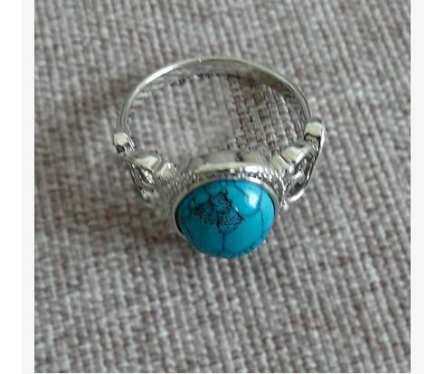 Silver Ring with Turquoise Stone - size 10