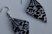 Leopard Lace Blue Tint Butterfly Wing Earrings