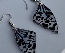 Leopard Lace Blue Tint Butterfly Wing Earrings