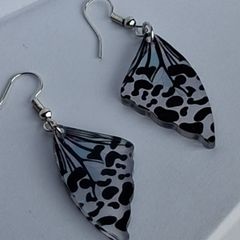 Leopard Lace Blue Tint Butterfly Wing Earrings