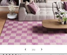 Retro Pink & Lilac Checkerboard Rug