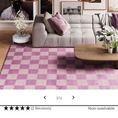 Retro Pink & Lilac Checkerboard Rug