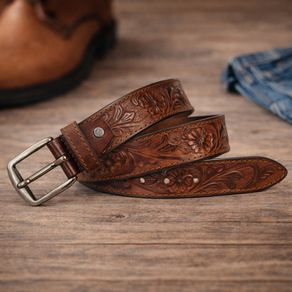 Premium Embossed Genuine Leather Belt Stylish Vintage Designer Belt Durable Formal & Casual Waist Belt
