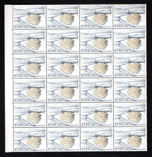 1982 Ireland Fauna & Flora: Fish Commemorative Stamps Marginal Block of 24 Mint Never Hinged (MNH).