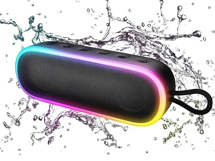 Portable Bluetooth Party Speaker with RGB LED Lights, Waterproof (IPX7), New