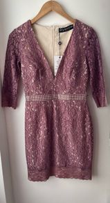 Little Mistress mauve lace dress size 8