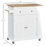 3Tier Spice Rack Rolling Kitchen Island Trolley with Rubber Wood Top, Large Storage Cabinet, Drawers & 3-Tier Spice Rack Image 2