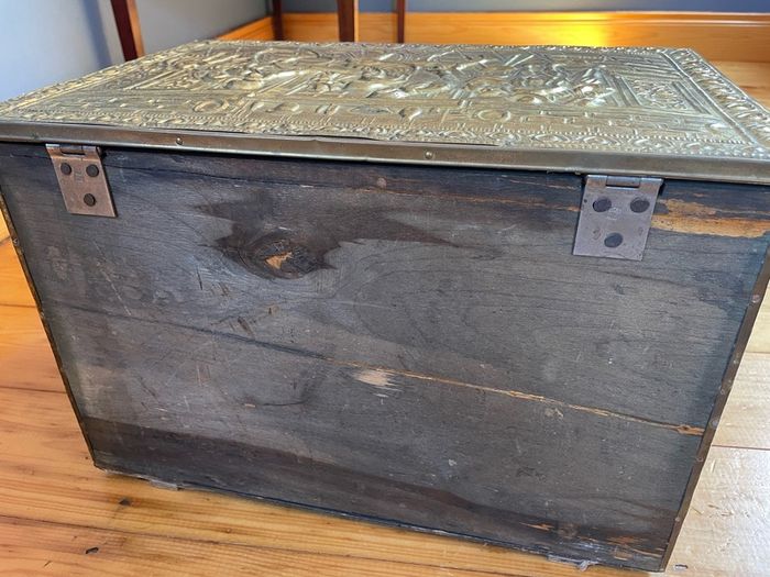 Vintage English Brass Fireplace Kindling Box