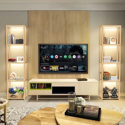 67" Glass Display Shelf with Dimmable LED Floor Lamp, Collectibles Display Cabinet with Remote & App Control, 5 Tier Open Bookshelf Lamp for Living Room, Bedroom, Office, Home Decor, Wood