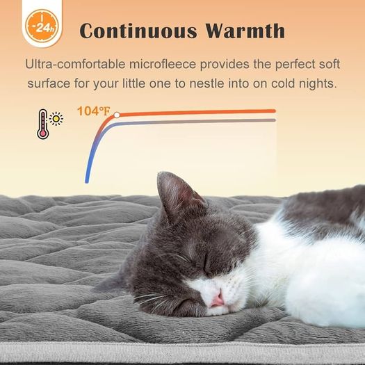 Self Heating Pet Pad for Cats and Dogs No Electric Self-Warming Thermal Mat for Pet Bed/Crate - 70x48cm