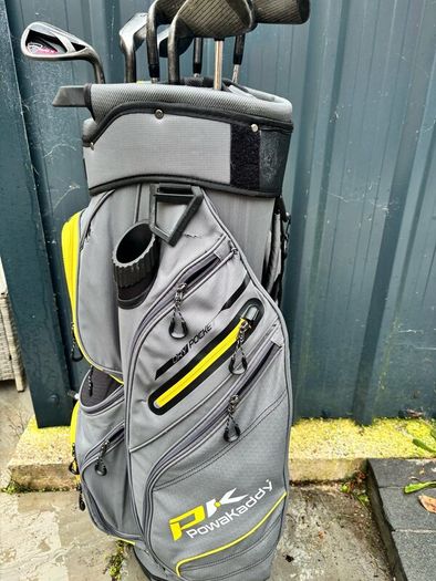 Golf bags and clubs