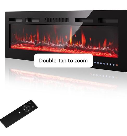 36/92cm Electric Fireplace Adjustable CD 12 Color Flame & Crackling Sound, 900W /1500W Fire Place with Precise 15/30C Thermostat, Intuitive Touch Screen & Remote, Perfect for Media Walls