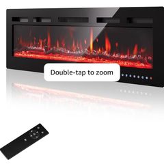 36/92cm Electric Fireplace Adjustable CD 12 Color Flame & Crackling Sound, 900W /1500W Fire Place with Precise 15/30C Thermostat, Intuitive Touch Screen & Remote, Perfect for Media Walls