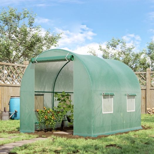NEW SALE | Polytunnel Greenhouse Reinforced Walk in, Steel Frame, PE, 4 Mesh Windows 2.5x2 m