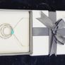 Sterling silver 925 triple circle pendant with blue fire opal and snake chain Image 7