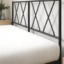 Double Metal Bed Frame with Headboard 135 x 190 cm Steel Slat Support, Easy Assembly Black Image 4
