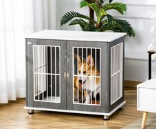 Dog Crate Wooden Pet Kennel Cage End Table w/ Lockable Door for Small Medium Dog 85 x 55 x 75 cm