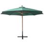 Hanging Parasol 350 cm Wooden Pole Green Image 3
