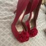 Red satin high heels Image 2