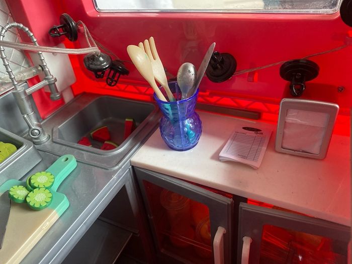 Our generation food truck, bathtub, picnic table, dolls, and clothes