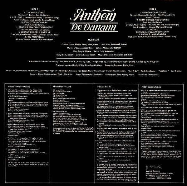 De Danann Anthem Vinyl 1985 Traditional Irish