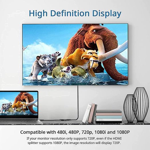 HDMI 4K@60Hz (Male) to 2xHDMI (Female) Splitter Extension Gold Plated Cable Adapter (Brand New/Warranty)