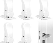 5 Pcs Baby Safety Handle Lock, Baby Proofing Door Handle Lock Child Safety Handles Lever Lock,3 M Adhesive Children Security Door Locks 180 Degree Revolving Door Lock for Child Pet (White)