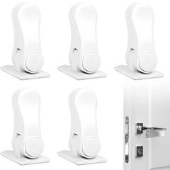 5 Pcs Baby Safety Handle Lock, Baby Proofing Door Handle Lock Child Safety Handles Lever Lock,3 M Adhesive Children Security Door Locks 180 Degree Revolving Door Lock for Child Pet (White)
