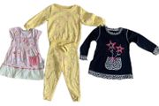 2 Dresses (floral dress and navy tunic) &amp; Bunny Tracksuit 18-24mths
