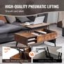 Lift Top Coffee Table, 39.4 in Rectangle Coffee Table with Extra Storage Pockets, Pop Up Coffee Table for Living Room, Brown Image 2
