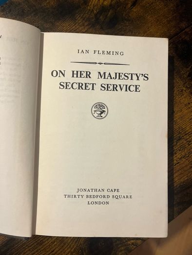 On her Majesty's Secret Service James Bond  first edition (3rd printing) Ian Fleming