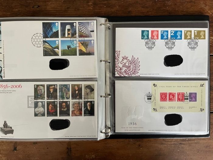 Collection of  87 UK First Day Cover stamps 2003 to 2006 in album