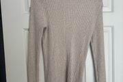 H&amp;M beige marl long sleeve ribbed top size S