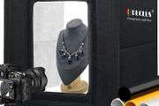 Light Box Photography 40cm / 16" x 16'', Portable Photo Booth Box with Adjustable 160 LED Lights &amp; 8 Photo Backdrops for Product Photography (FREE POSTAGE)