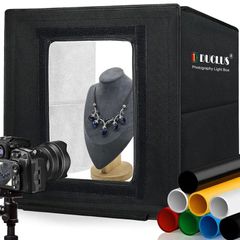 Light Box Photography 40cm / 16" x 16'', Portable Photo Booth Box with Adjustable 160 LED Lights & 8 Photo Backdrops for Product Photography (FREE POSTAGE)