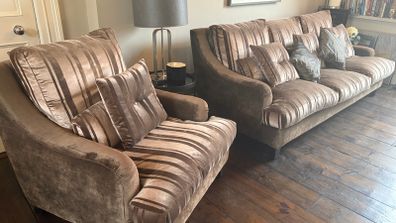 Beautiful Velvet Sofa and Chair as new condition