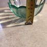 Vintage and decorative Indiana Glass Lotus Flower 12 Petal 5.5" Bowl Textured  Green Clear Image 3