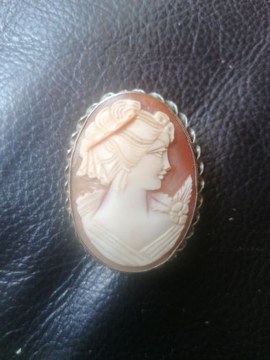 Vintage Large Silver Cameo Pendant&brooch