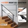 Handrails for Outdoor Steps, 4-5 Step Stair Hand Rail Kit, Transitional Carbon Steel Railings with Installation Kit, Stair Rails for Seniors, Concrete Steps & Porch & Deck, Black Square Tube Image 3