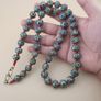 Vintage Venetian Style Thousand Eyes Leaf Green Glass,Blue Eyes Necklace 24 inches Image 9