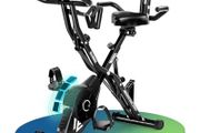 5-in-1 Quiet Folding Exercise Bikes for Home Use, 16 Level Adjustable Magnetic Resistance Foldable Stationary Exercise Bike, LCD Display with Heart Rate, 350LBS Capacity Comfort Seat