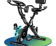 5-in-1 Quiet Folding Exercise Bikes for Home Use, 16 Level Adjustable Magnetic Resistance Foldable Stationary Exercise Bike, LCD Display with Heart Rate, 350LBS Capacity Comfort Seat