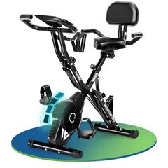 5-in-1 Quiet Folding Exercise Bikes for Home Use, 16 Level Adjustable Magnetic Resistance Foldable Stationary Exercise Bike, LCD Display with Heart Rate, 350LBS Capacity Comfort Seat