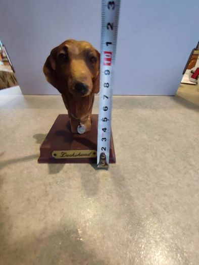 Lovely Dachshund resin head figurine hand painted.
